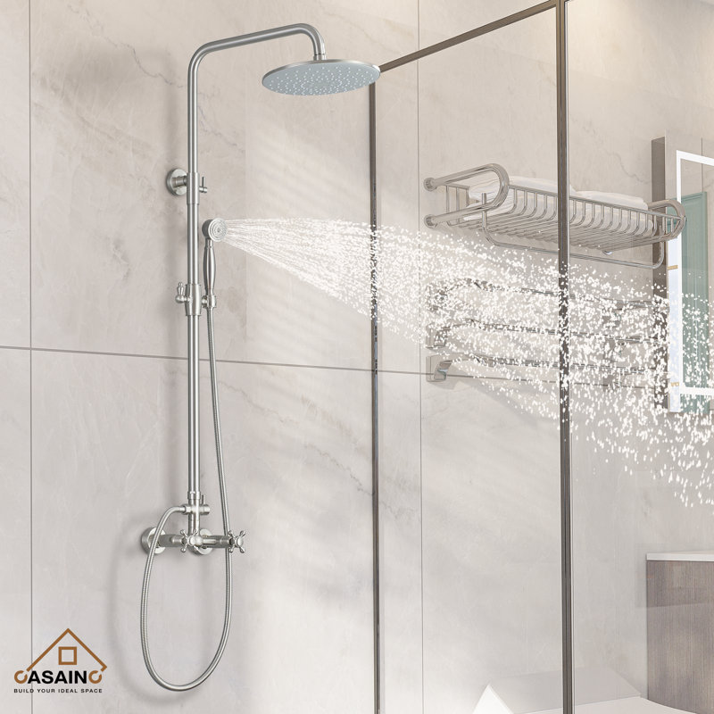 CASAINC Exposed Pipe Complete Shower System with Roughin Valve
